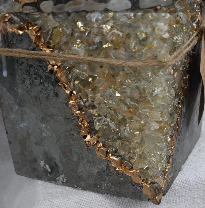 Crystal Concrete Candle - Large Square