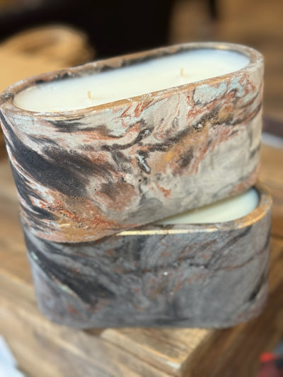 Signature Concrete Candle - Large Oval Hand painted Concrete Candle