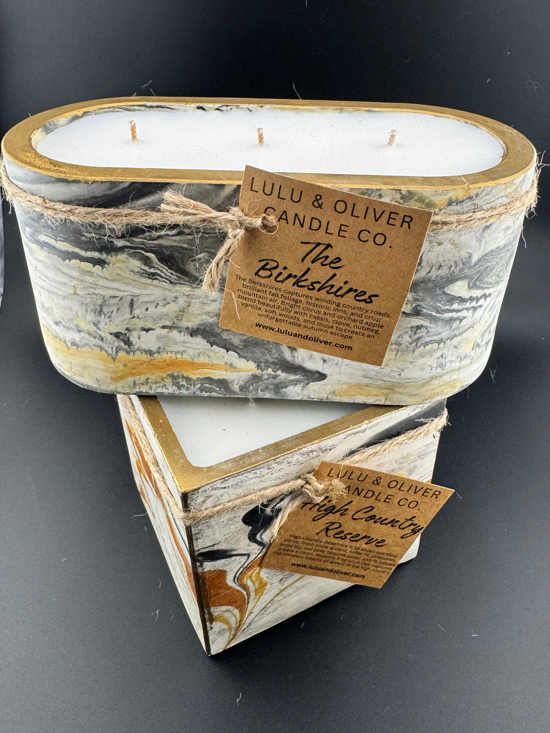 Large Oval Stone Candle | Refillable 3-Wick Candle