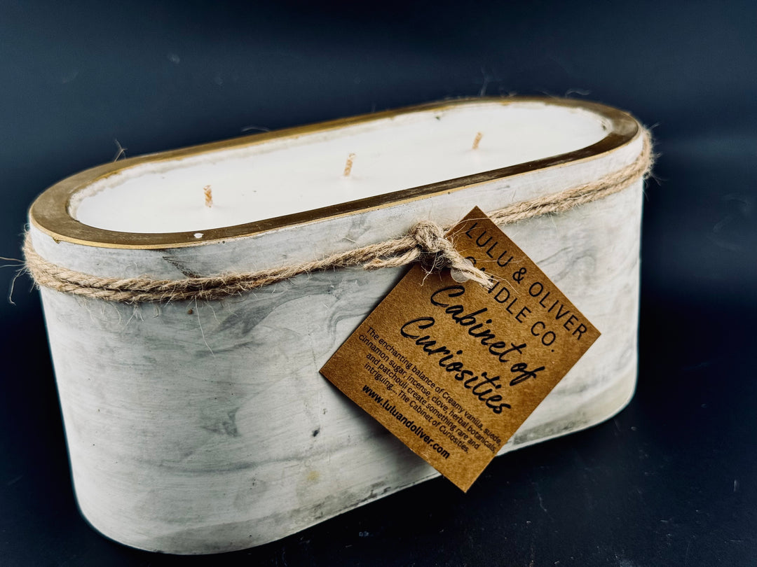 Large Oval Stone Candle | Refillable 3-Wick Candle