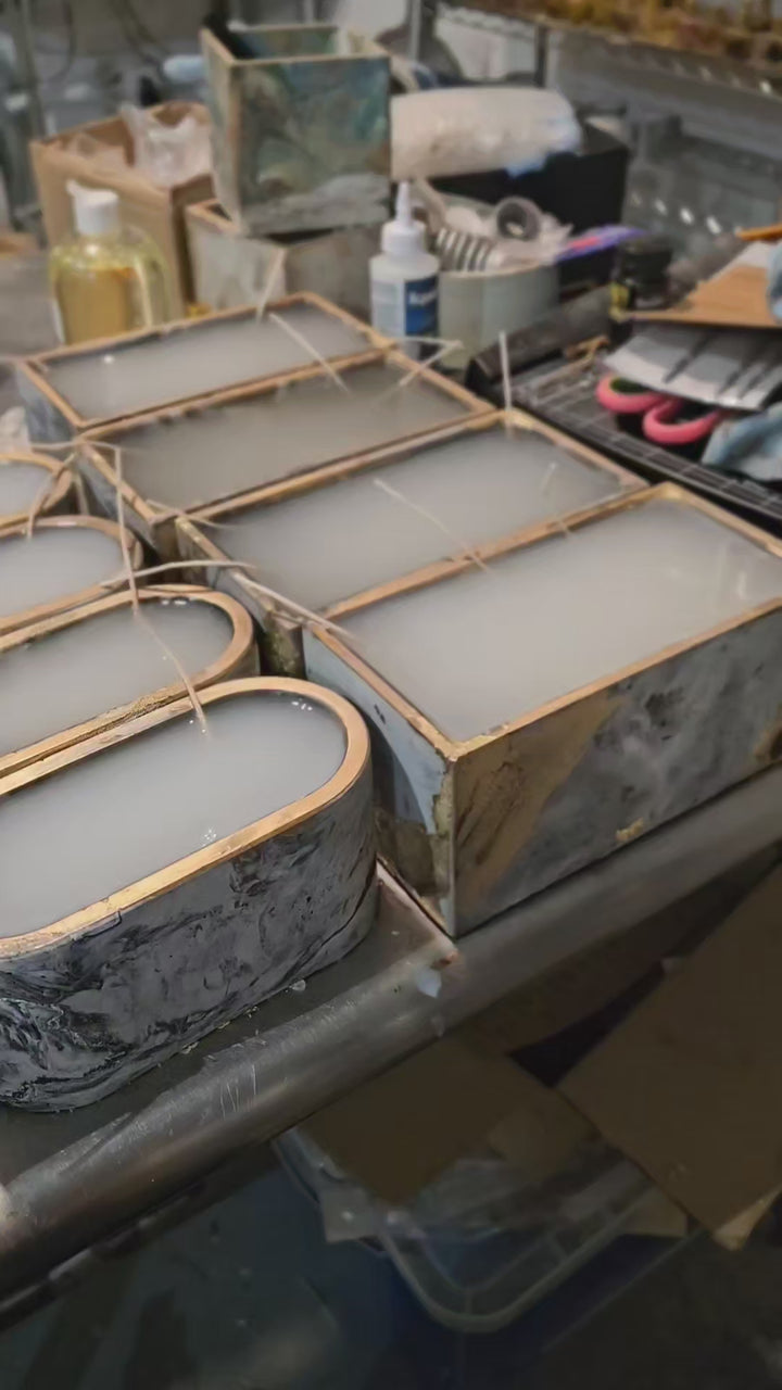 Signature Concrete Candle - Large Square Handpainted Concrete Candle