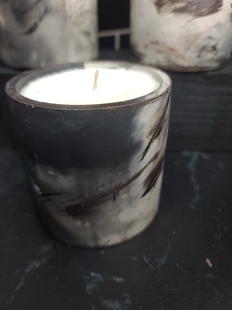 Signature Concrete Candle - Cylinder Handpainted Concrete Candle