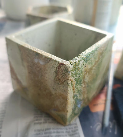 Signature Concrete Candle - Large Square Handpainted Concrete Candle