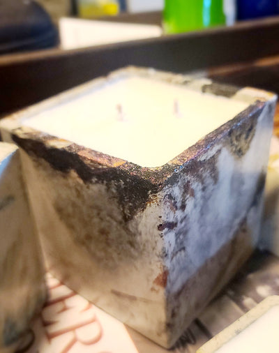 Signature Concrete Candle - Large Square Handpainted Concrete Candle