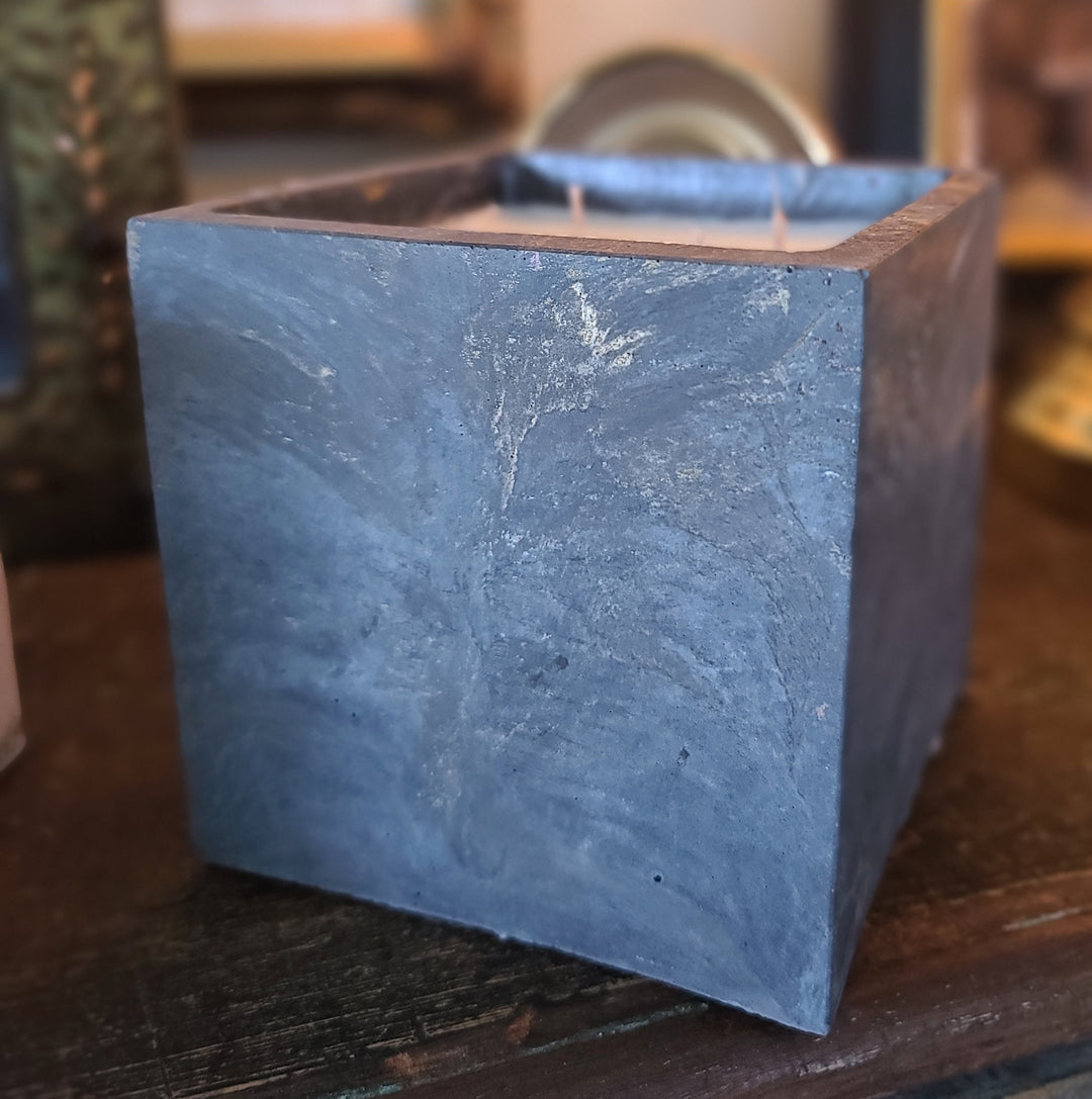 Signature Concrete Candle - Large Square Handpainted Concrete Candle