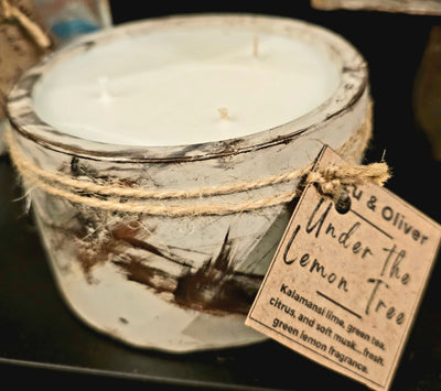 Signature Concrete Candle - Round Hand painted Concrete Candle