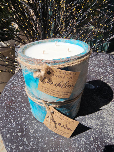 Signature Concrete Candle - Round Hand painted Concrete Candle